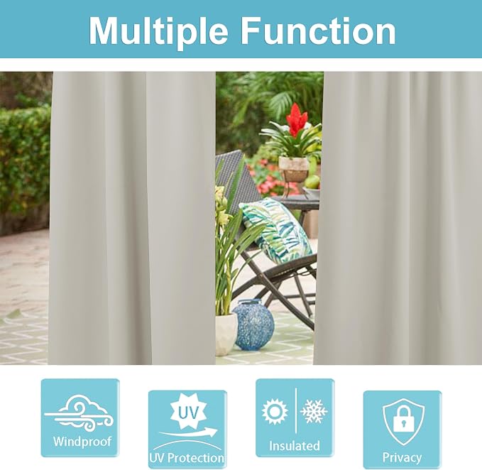 RYB HOME Outdoor Curtains for Patio Waterproof - Image 5