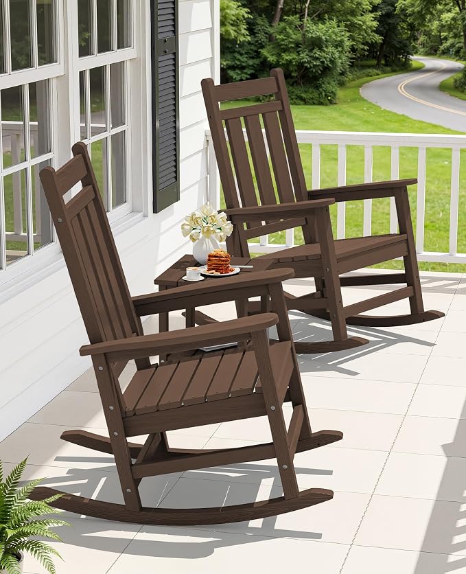 Oversized Outdoor Rocking Chair Set of 2, HDPE Patio Rockers - Image 2