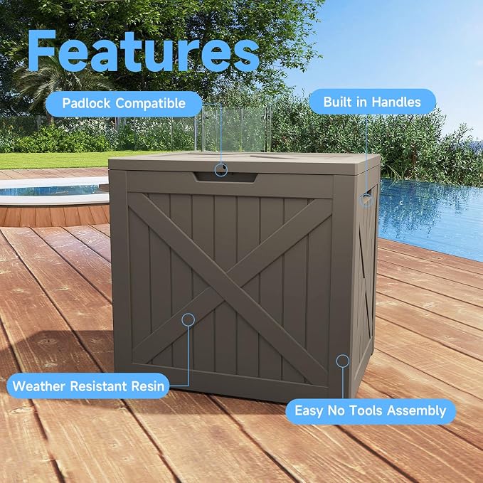 40 Gallon Outdoor Storage Box Waterproof, UV Resistant Resin Deck Box - Image 2