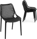 4 Pack Outdoor Patio Chairs, Plastic Dining Chairs, No Assembly, Plastic Chairs by WOOWDEPOTBetterYourLife