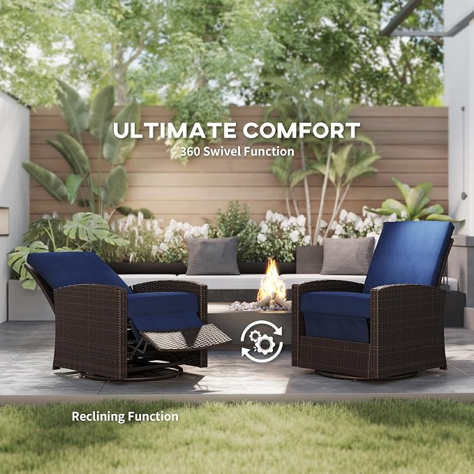 Outsunny Outdoor Wicker Swivel Recliner Chair, - Image 5