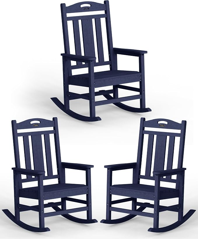 Oversized Outdoor Rocking Chairs Set of 3, 380lbs Heavy-Duty Large Patio Rocker by CIOKEA