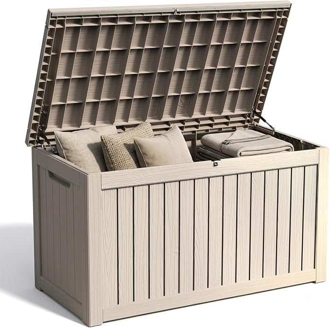 Outdoor Storage Box, 270 Gallon Waterproof Deck Box, Super-Sized Gas-Spring by GraceYourYard
