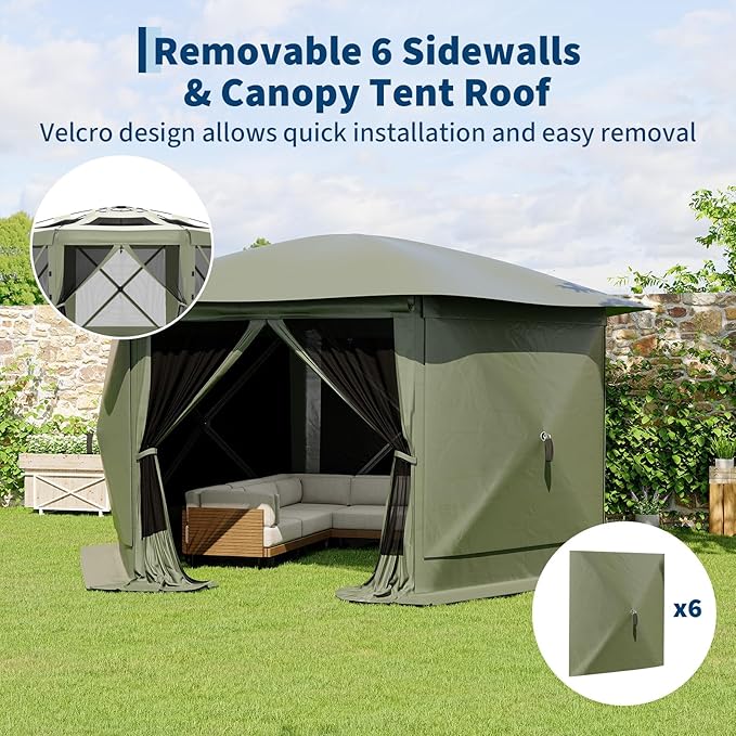 11.5FT Pop-Up Gazebo Tent with Mesh Netting, Removable Top & Wind Cloths | - Image 4