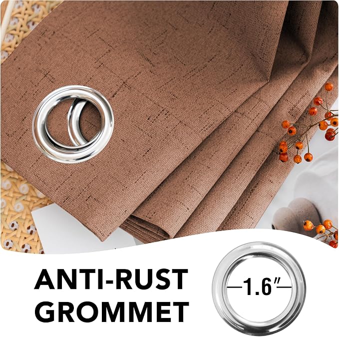H.VERSAILTEX Linen Blackout Curtains 63 Inches Long 100% Blackout Thermal - Image 6