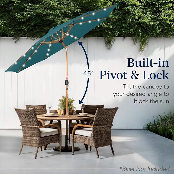 Best Choice Products 10ft Solar Market Patio Umbrella w/Woodgrain Pattern Pole - Image 5