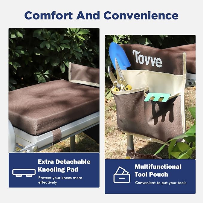 Tovve Foldable Garden Kneeler and Seat, Heavy Duty Garden Stool - Image 7