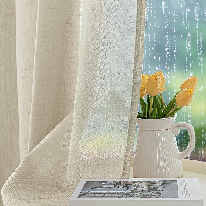 Semi Voile Beige Sheer Outdoor Curtains - Image 2