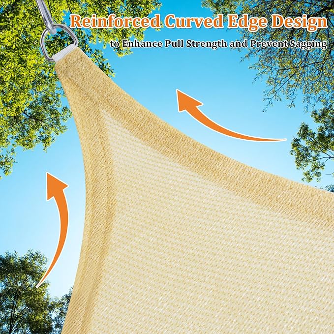 Shade&Beyond Triangle Sun Shade Sail 15'X15'X21' Permeable Canopy Sand - Image 5