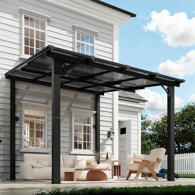 10x8 FT Lean to Gazebo Pergola, Outdoor Wall Mounted Gazebos - Image 5
