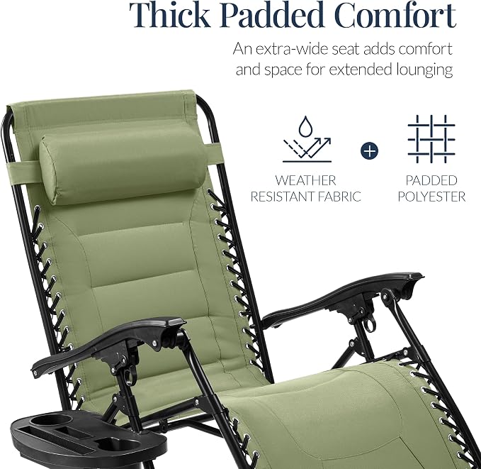 Best Choice Products Oversized Padded Zero Gravity Chair, Folding Outdoor Patio - Image 4