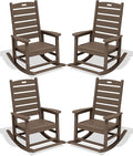 SERWALL Outdoor Rocking Chair Set of 4, Oversized HDPE Rocker, Coffee | by SERWALL