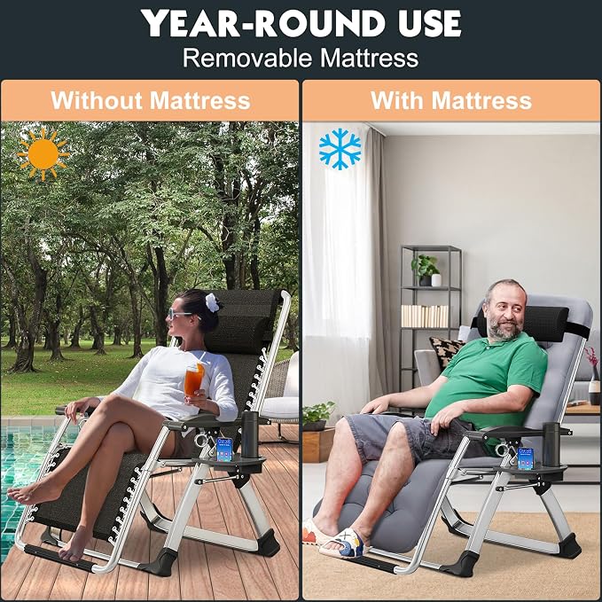 MOPHOTO Zero Gravity Chair, Outdoor Padded Lounge Chair - Image 6