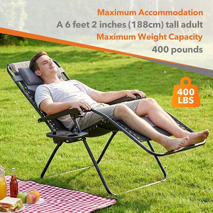 Sweetcrispy Zero Gravity Chairs, Foldable Patio Reclining Chairs - Image 3