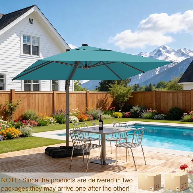 10' X 10' Patio Umbrella Cantilever Outdoor Rectangle Umbrella - Image 2