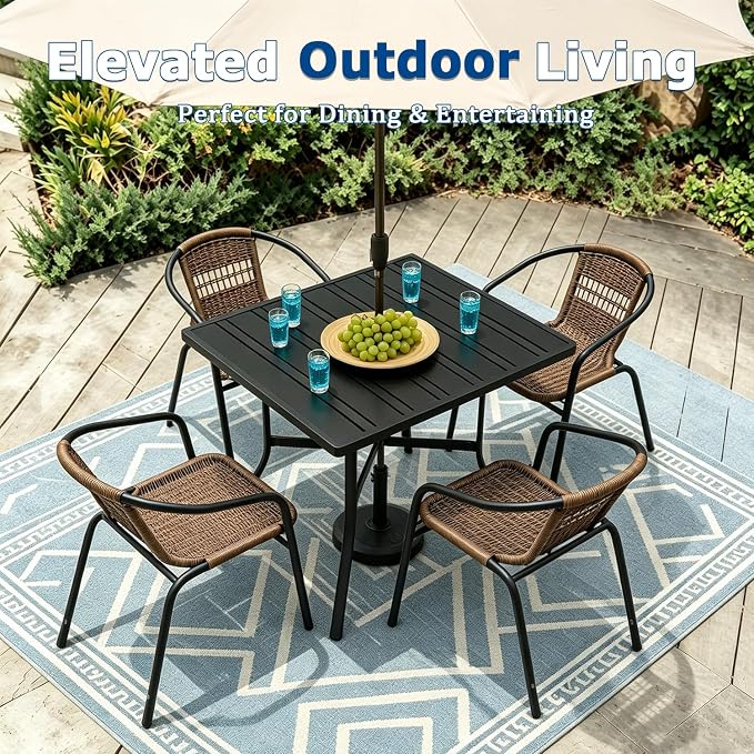 8 Stackable Wicker Patio Chairs, Weather-Resistant Outdoor Seating - Image 5