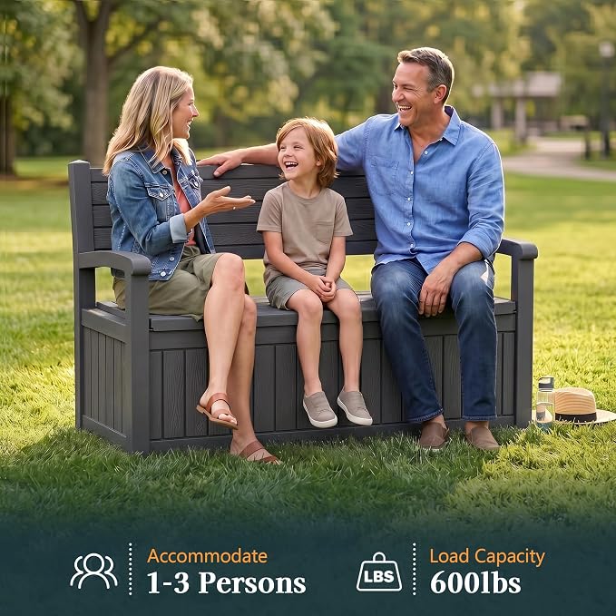 Outdoor Bench, Waterproof Garden Storage Bench, 100 Gallon Deck Box | Lockable - Image 6