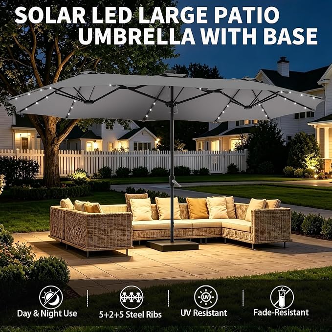 15ft Double-Sided Rectangle Patio Umbrella - Image 5