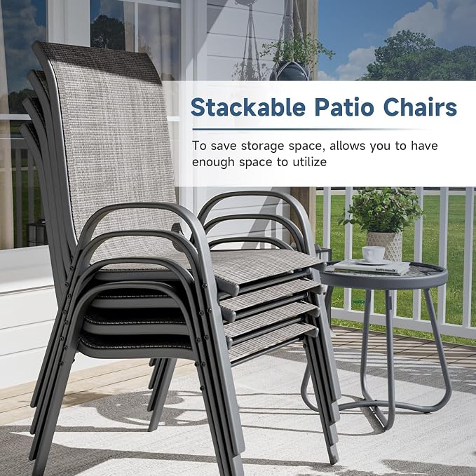Amopatio Patio Chairs Set of 8, Outdoor Stackable Dining Chairs - Image 4