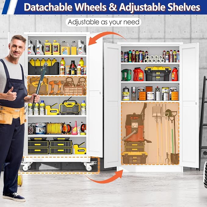 GAIOUS 73.6” Tall Metal Garage Storage Cabinet - Image 3