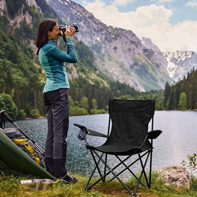 2 Pack Lightweight Folding Camping Chairs, Outdoor Lawn Beach Chair - Image 2