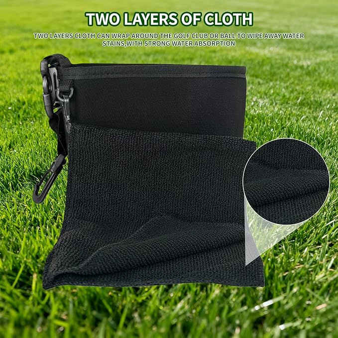 Portable Club Cleaner Bag -Lightweight & Waterproof, On-Course Cleaning System with Towel Included Fits All Golf Bags