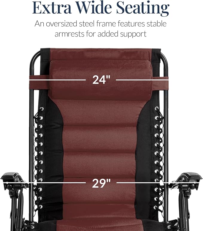 Best Choice Products Oversized Padded Zero Gravity Chair, Folding Outdoor Patio - Image 4