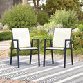 Outdoor Patio Chairs Set of 2, Oyster Beige Stackable Outdoor Chairs, by Home