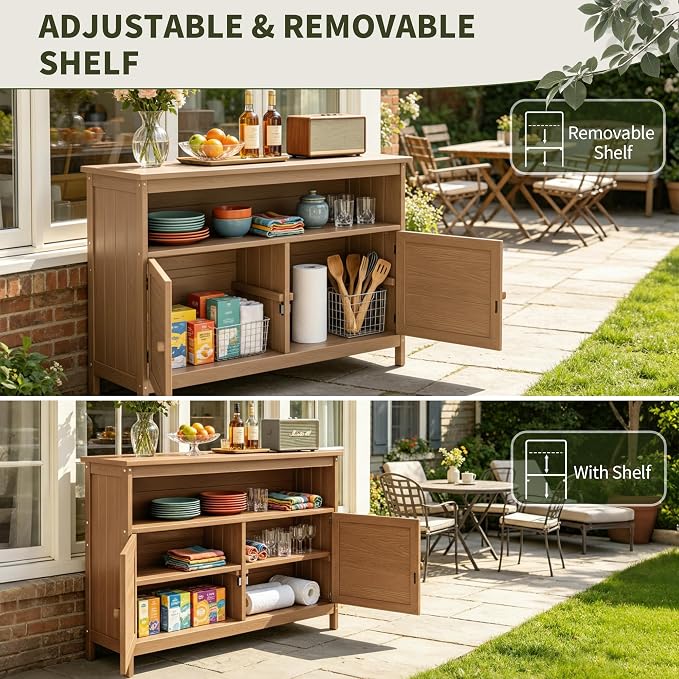 HIPS All-Weather Outdoor Storage Cabinet, Outdoor Sideboard - Image 4