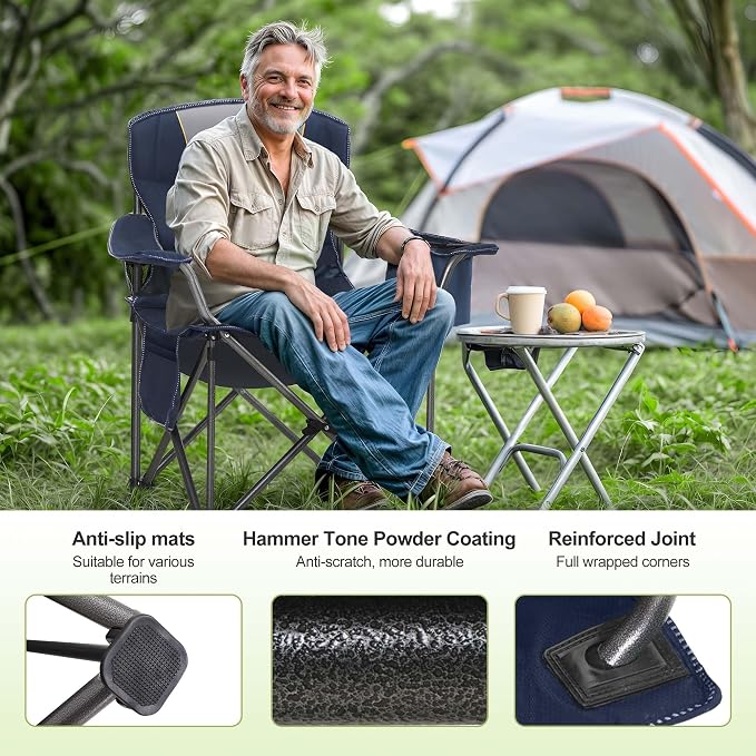 LET'S CAMP Folding Camping Chair Oversized Heavy Duty Padded Outdoor Chair | - Image 6