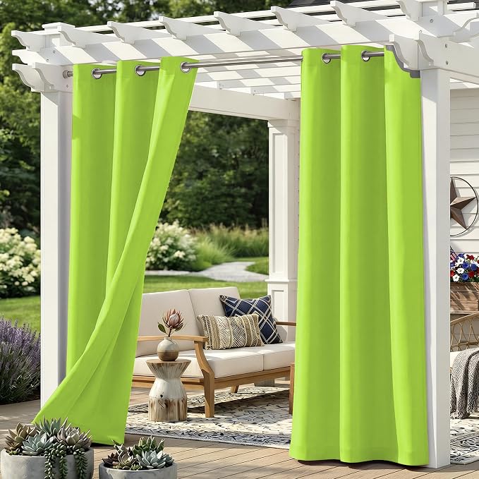 Set of 6 Outdoor Curtains for Patio Waterproof, Breathable Grommet Panels for by Sunshelf