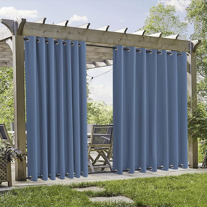 RYB HOME Extra Wide Outdoor Curtains 2 Panels or Patio Waterproof | Blackout by RYBHOME