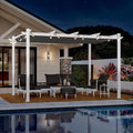 PURPLE LEAF Outdoor White Pergola 10' x 13' w/Light, Extra Canopy, aluminum by Unknown