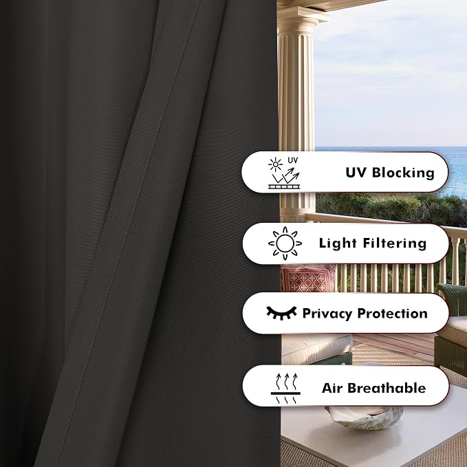 BONZER Outdoor Curtains for Patio Waterproof Thick Privacy | Grommet Light - Image 4