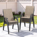 Outdoor Patio Chairs Set of 8 Stackable Dining Chairs All-Weather Textilene by CHINNLUU