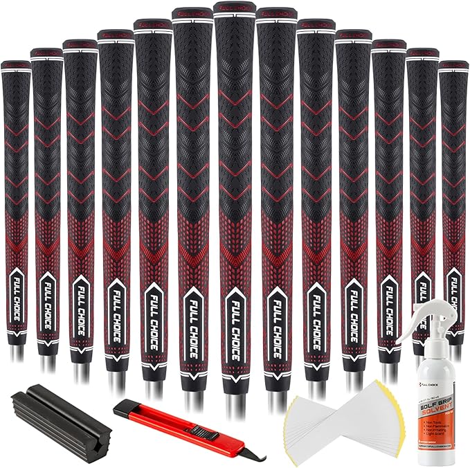 Rubber Golf Grips 13 Pack, High Traction, Non-Slip, Advanced Texture, Choose from 13 Grips or 13 Grips with Regripping Kit, Standard/Mid/Jumbo Size, 4 Colors Available RG01 Golf Club Grips