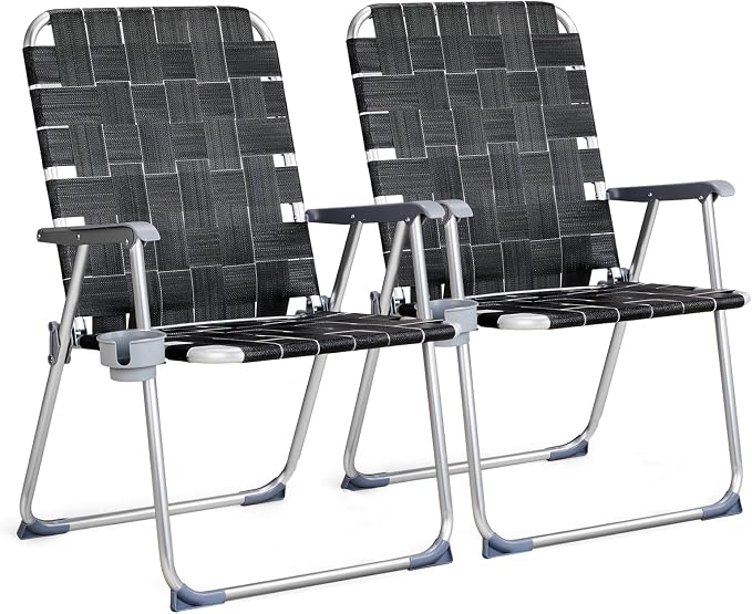 VINGLI Aluminum Oversize Patio Lawn Chairs Folding Set of 2 by VINGLI