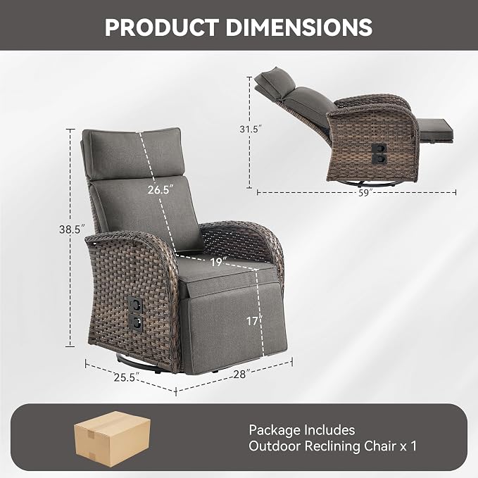 Zero Gravity Patio Swivel Recliner Chair - Image 2