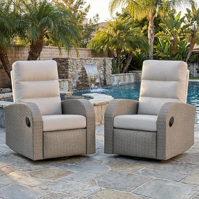 Oversized Wicker Outdoor Swivel Glider Recliner by LayinSun