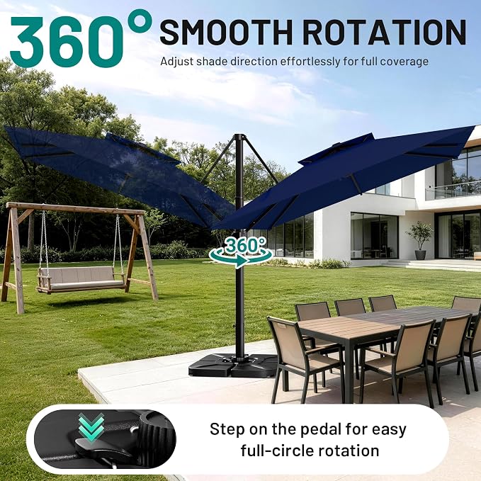 12×12 FT Double-Top Cantilever Patio Umbrella, Outdoor Umbrellas - Image 3