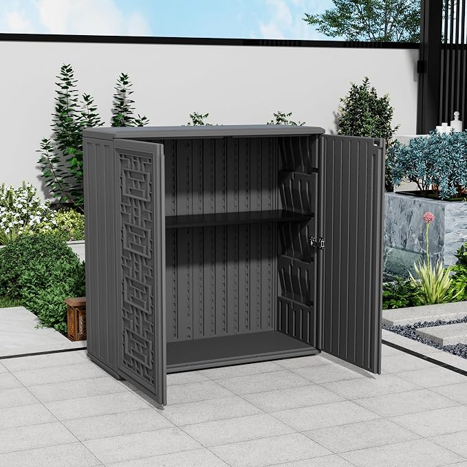 Mrosaa Storage Box Outdoor Caninet, Resin Indoor Storage Box Waterproof Outdoor - Image 2