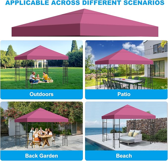 10x10 Gazebo Canopy Replacement Top, 300D High-Density Waterproof Single Layer - Image 4