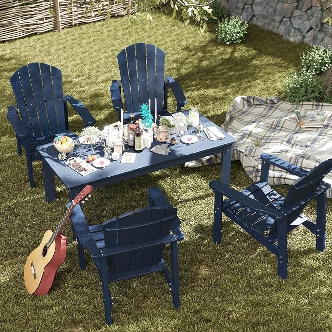 Stackable Set, 2 Chairs with Table, All-Weather HDPE, 380 lbs Each+47.2in Long - Image 7