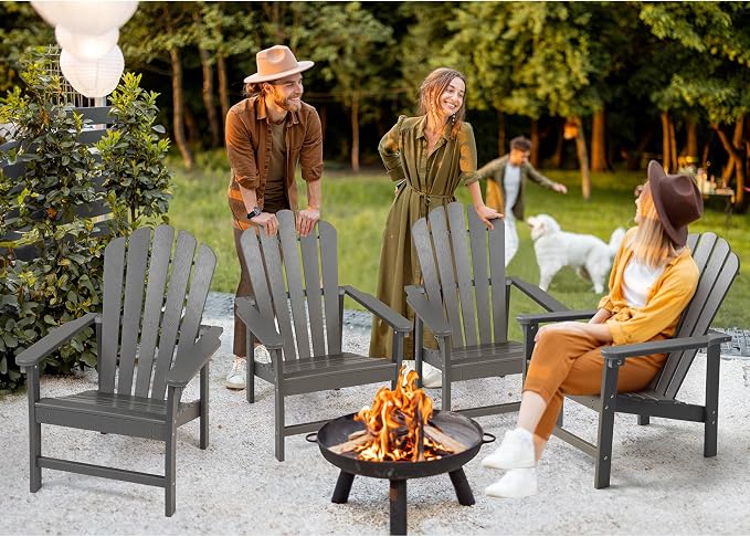 Oversized Stackable Adirondack Chair Set of 4, HDPE Fire Pit Chair | All-Weather - Image 2