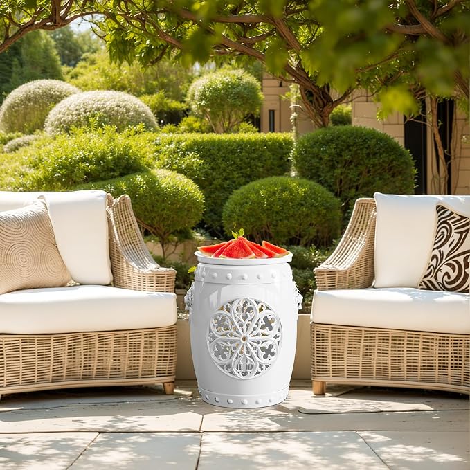 PatioZen 3-in-1 Drum Indoor/Outdoor Garden Stool, Lightweight, Realistic Lion - Image 8
