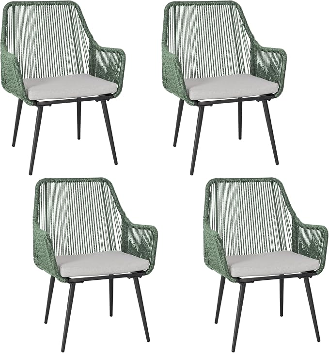 Patio Dining Chairs Outdoor Dining Chairs Set of 4, Woven Twisted Wicker Rattan by Olaterior