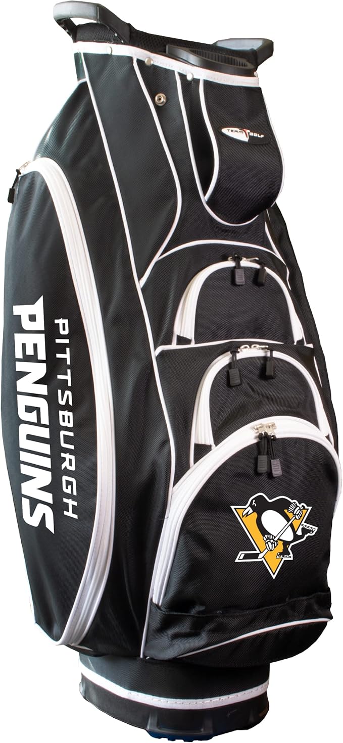 Team Golf NHL Pittsburgh Penguins Albatross Golf Bag Lightweight, 10-Way Club Divider, Spring Action Stand, Insulated Cooler Pocket, Velcro Glove and Umbrella Holder & Lift Assist Handles