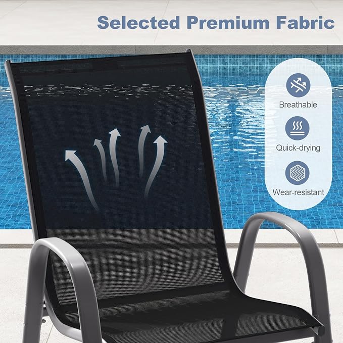 MEDIMALL Patio Chairs, Stackable Patio Chairs Set of 4, Outdoor Dining Chairs - Image 4