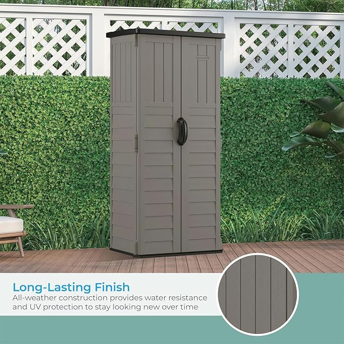 Suncast 22 Cu Ft, Vertical Storage Shed, Pad-Lockable Double Doors - Image 4