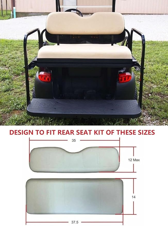 Huskey Parts Company 4PCS Charcoal Gray Golf Cart Front Rear Seat Cover Diamond Stitching for EZGO RXV 2008-UP, Marine Grade Vinyl, Custom Fit, Staple On